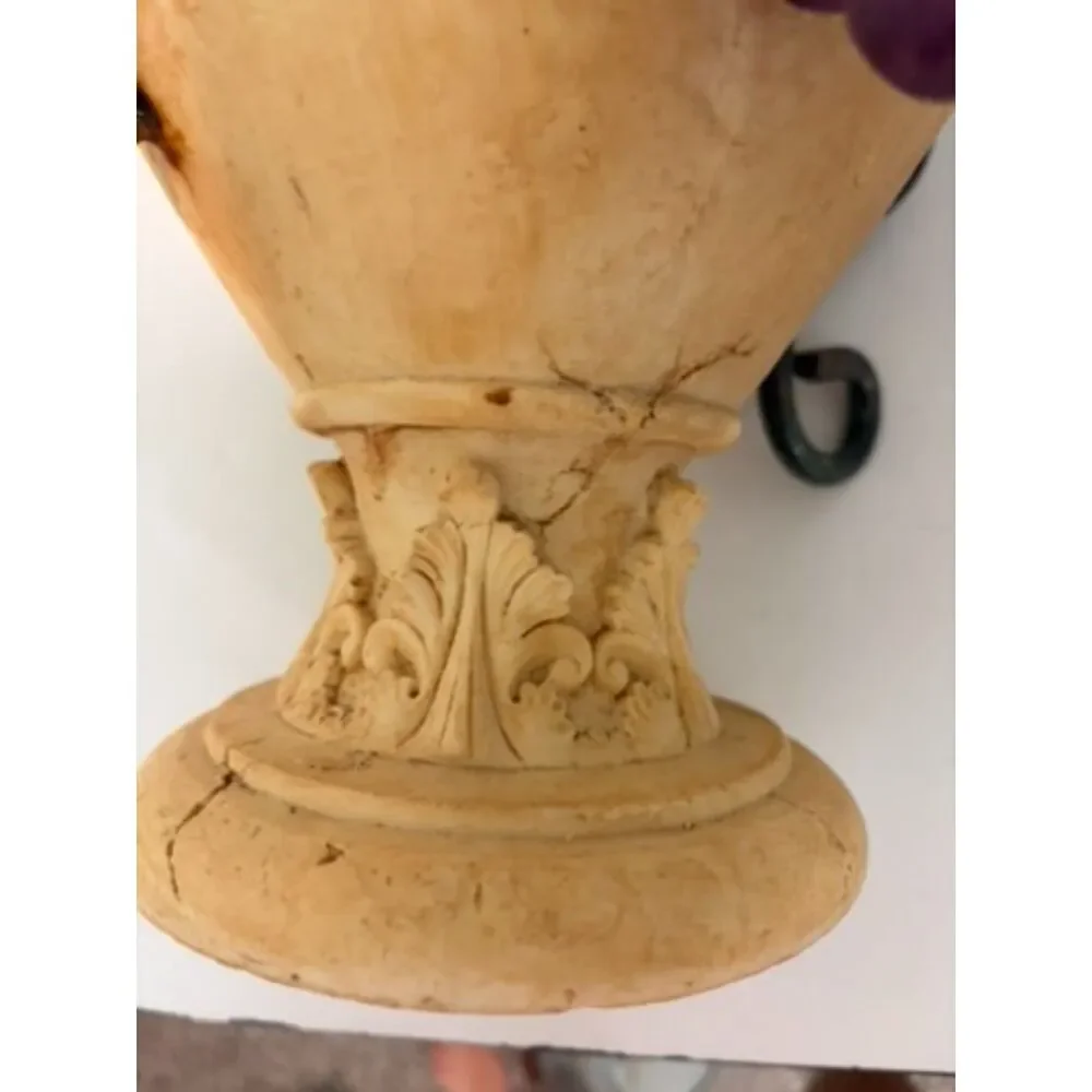 decorative resin and metal vase with faux grapes